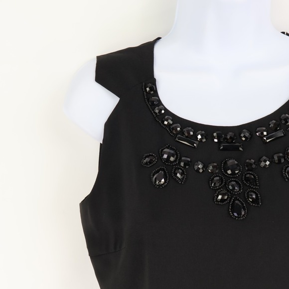 Esley Dress Womens Sz S Black 100% Polyester Beaded Pockets Lined Sleeveless NWT - Picture 5 of 9